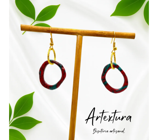 Pendientes Aro Piedra Roja