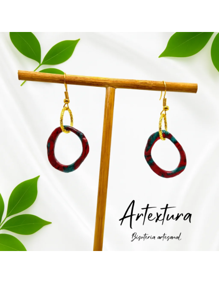 Pendientes Aro Piedra Roja