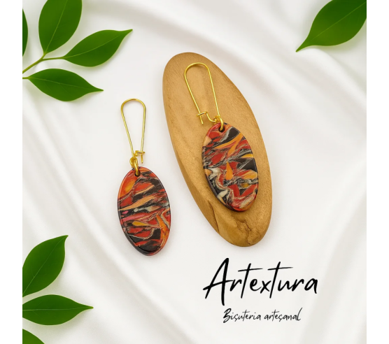 Pendientes Ovalos Fuego