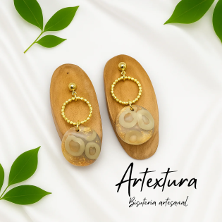 Pendientes Doble Aro Beige