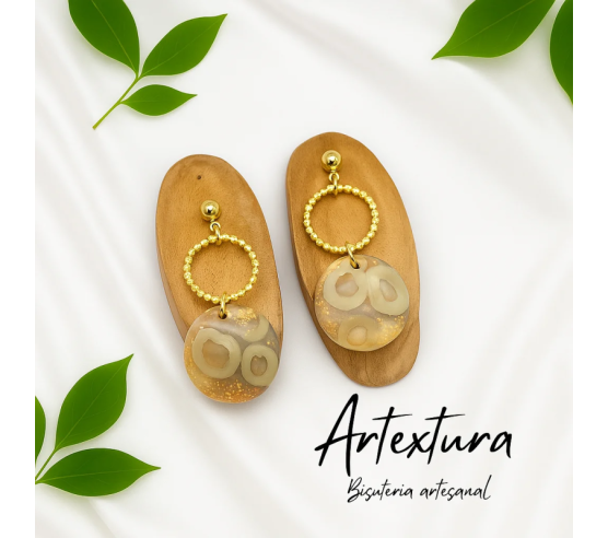 Pendientes Doble Aro Beige