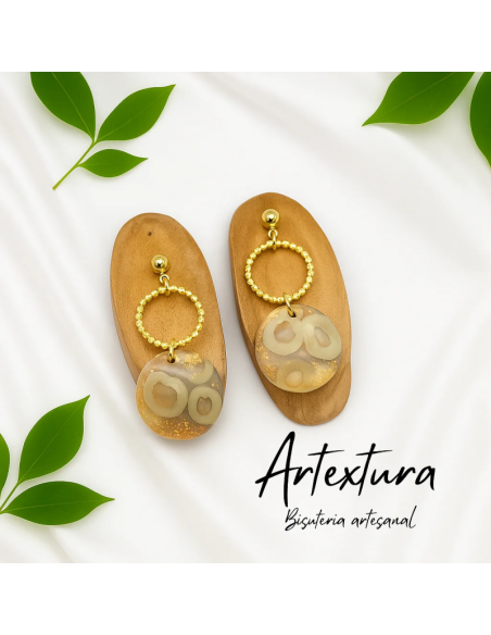 Pendientes Doble Aro Beige