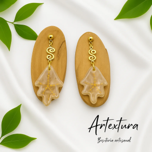 Pendientes Hojas Beige