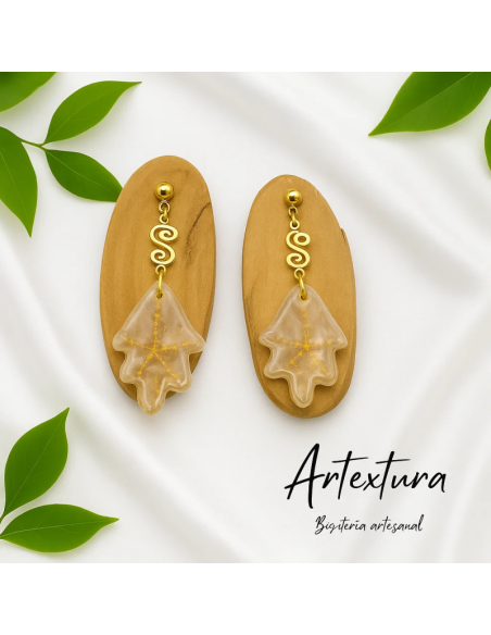 Pendientes Hojas Beige