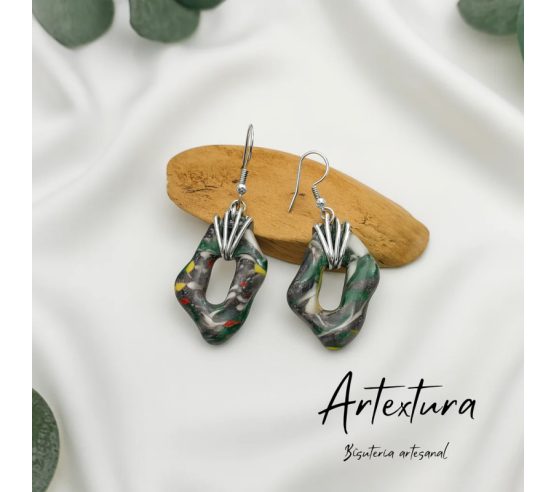 Pendientes Organico Gris