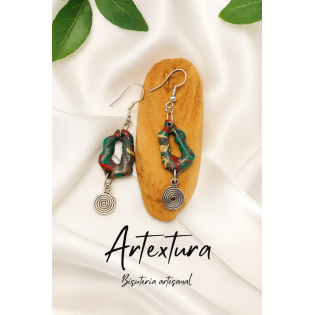 Pendientes Organico Gris Remolino