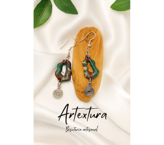 Pendientes Organico Gris Remolino
