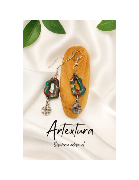 Pendientes Organico Gris Remolino