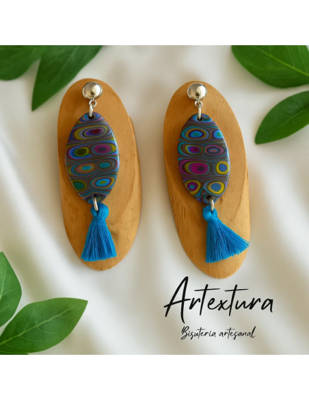 Pendientes Ovalo Grande Gris