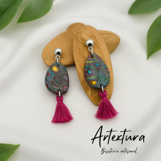 Pendientes Ovalo Pequeño Gris