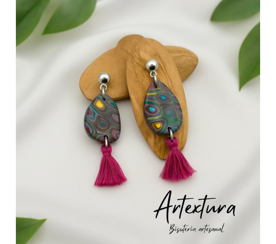 Pendientes Ovalo Pequeño Gris