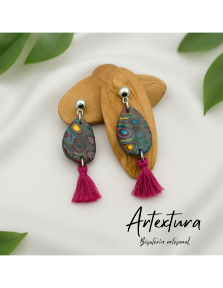 Pendientes Ovalo Pequeño Gris