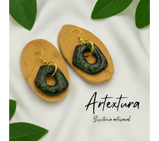 Pendientes Aro Negro y Dorado