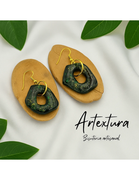 Pendientes Aro Negro y Dorado